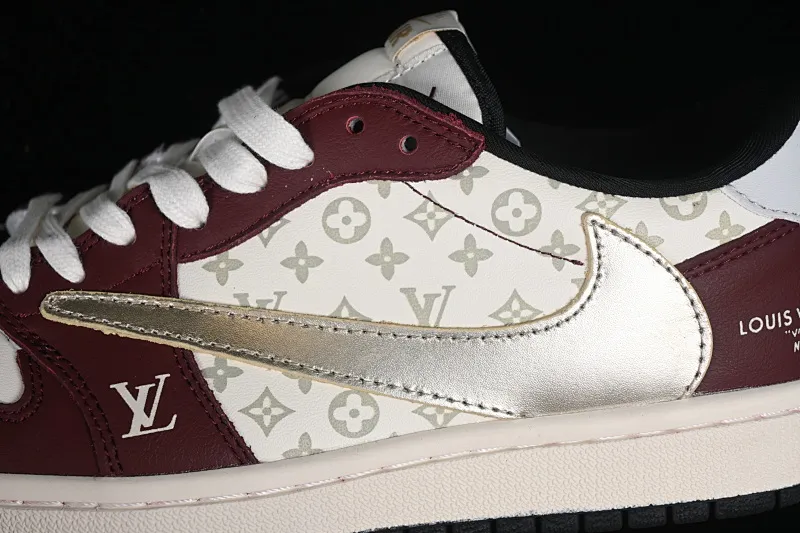 All categories Air Jordan Jordan series basketball shoes Air Jordan 1 Low Travis Scott x Fragment Design x Jordan Air Jordan 1 Low OG SP AJ1 Joe 1LV joint wine red print low-top cultural casual sneakers LX1988-400